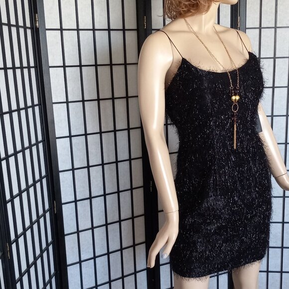 NWT Aidan Mattox Glam Black/Silver Tinsel Mini Shift Dress Sz 6 - Picture 3 of 8